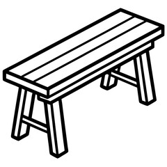 Minimalist Wooden Bench Line Art