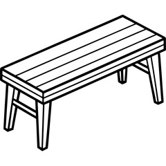 Minimalist Wooden Bench Line Art