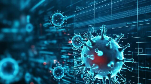 Coronavirus variant spreading through computer code, digital virus outbreak