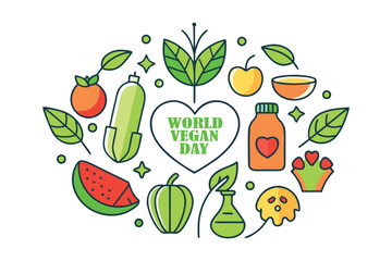 Vegan Icon Pack Vector | Minimal Line Art Fruits Vegetables Nuts Plant Milk