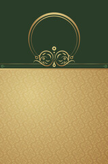 Elegant Golden Frame Ornament and Floral Patterned Backdrop for Invitation Card