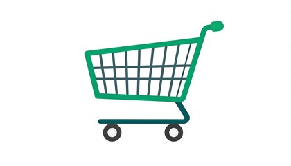 Simple green shopping cart icon