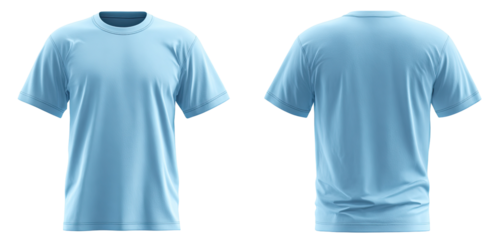 Light blue short-sleeved t-shirt, front and back views