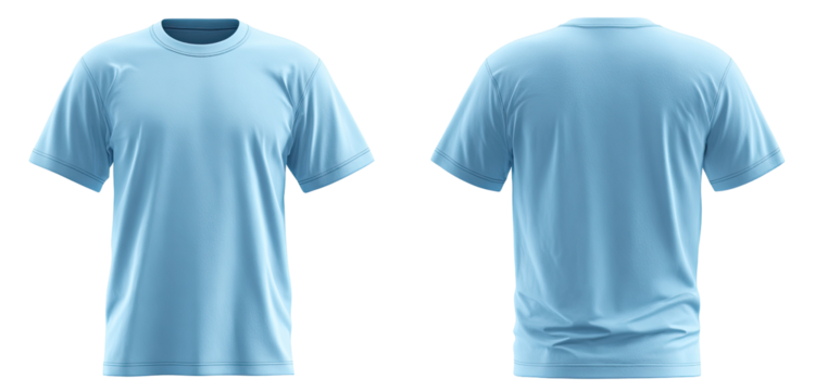 Light blue short-sleeved t-shirt, front and back views