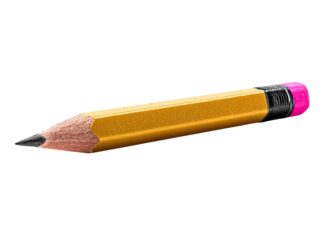 Close-up of a yellow pencil with a pink eraser