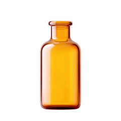 Clear amber glass bottle isolated on white background, perfect for packaging and design mockups.