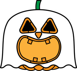 Cartoon Ghost Pumpkin Halloween Graphic