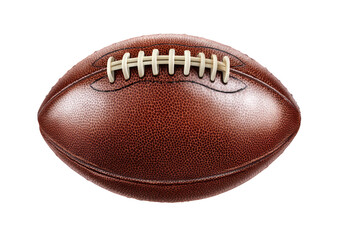 Close-up of a brown American football. Stitched leather ball, detailed texture