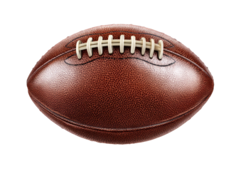 Close-up of a brown American football.  Stitched leather ball, detailed texture
