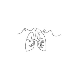 Continuous line drawing of lung