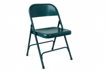 Studio shot of a teal folding chair isolated on a transparent background, perfect for easy integration into any design project