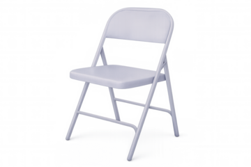 Studio shot of a white folding chair isolated on a transparent background, ready to be used in various design projects