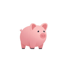 Cute pink pig figurine, perfect for representing savings, prosperity, or farm life in playful designs.