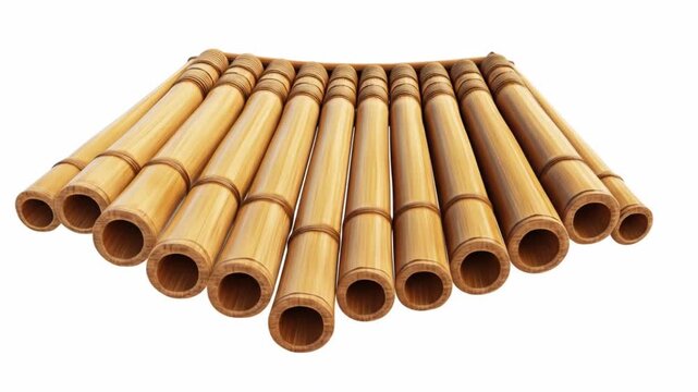 Simple pan flute musical instrument made of natural bamboo pipes