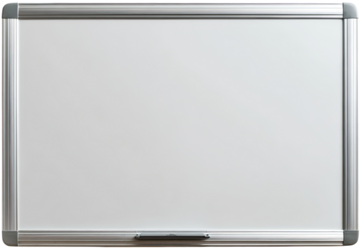 Blank whiteboard with aluminum frame