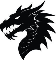 a deep dark bold silhouette of a dragon head with .eps