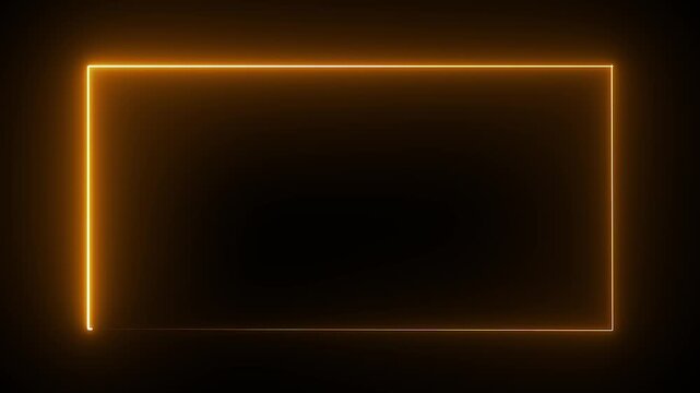 Orange Neon Rectangular Frame Animation with Glowing Border Effect