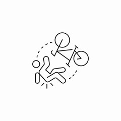 bicycle fall injury icon sign vector
