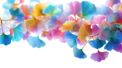 Colorful Ginkgo Biloba leaves in vibrant hues