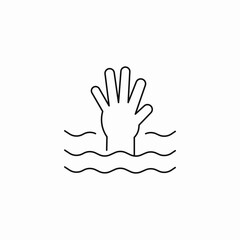 drowning hand waving icon sign vector