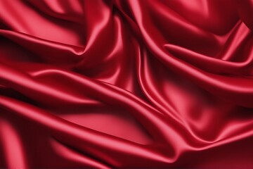 Obraz premium Luxurious Red Satin Fabric Background with Smooth and Shiny Texture. Generative AI