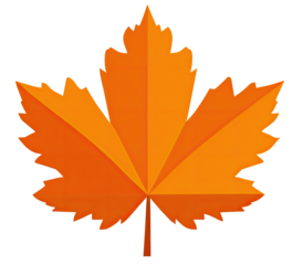 Orange, stylized maple leaf graphic