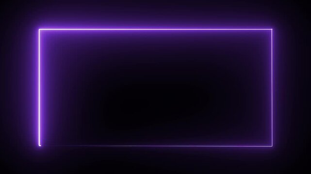 Purple Neon Rectangle Frame Animation on Black Background