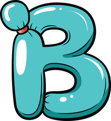 Teal cartoon letter B balloon © Nayeem