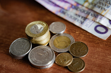 Polish zloty banknotes and coins
