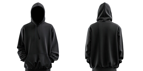 Front and back view of a plain black hoodie (6)