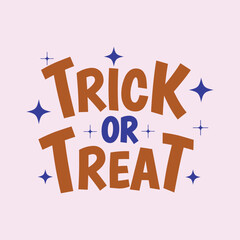 Trick or Treat Halloween Typography with Sparkles on Light Pink Background – Festive Decorative Text for Seasonal Design, Party Invitations, and Holiday Graphics