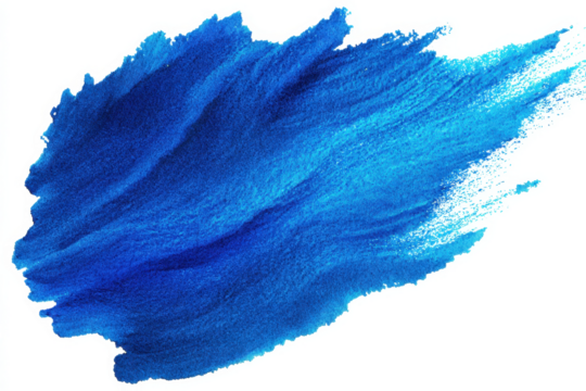 Abstract blue watercolor paint brush stroke flow texture PNG transparent background isolated graphic resource. Vibrant azure, cyan, cerulean color art shape