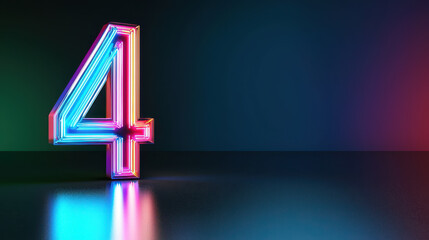 Vibrant neon number four stands prominently against dark background, showcasing sleek and modern design that evokes sense of excitement