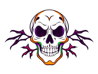 Fototapeta premium A New Vector Style Illustration of an Angry White Skull, Designed for Halloween Day with a Transparent Background for Easy Use.