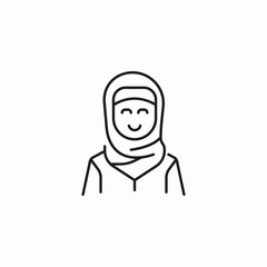 smiling hijabi woman icon sign vector