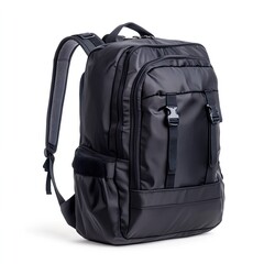 Naklejka premium Exploring versatile black backpack urban setting product photography studio environment close-up view style and functionality