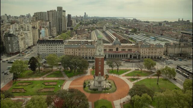 Buenos Aires Tower Clock Watch Retiro Train Station Timelapse