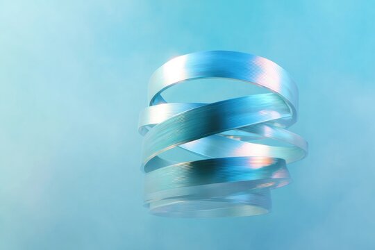 Translucent ribbons swirl gracefully in serene blue atmosphere, creating dynamic movement
