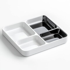 Modern divided serving tray for efficient meal organization kitchen product photography minimalist style top view clean design