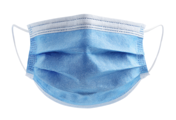 Light-blue disposable face mask, top-down view (1)
