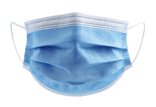 Light-blue disposable face mask, top-down view (1)