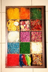 decorative aromatic additives in soap in a wooden box