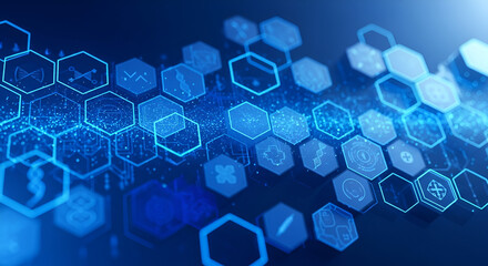 Fototapeta premium Background Jaringan Hexagon Digital, Digital Hexagon Network Background