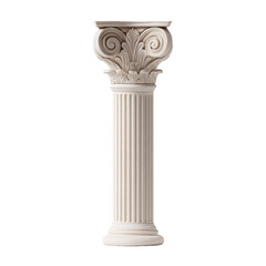 Obraz premium Classic Stone Column with Ionic Capital Isolated on Transparent Background