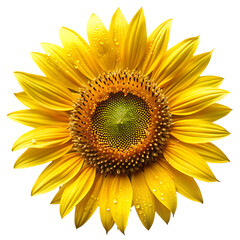 Bright yellow sunflower isolated on transparent background