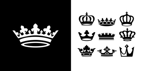 vector collection of crown silhouette icons