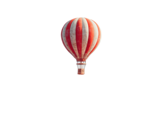 Red and white striped hot air balloon