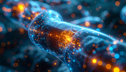 Illuminated Blockchain: A captivating, digitally rendered visualization of a blockchain network, pulsating with vibrant light and intricate detail, represents a world of secure.