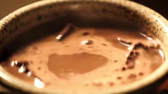 Indulge in the rich delight of hot chocolate in a cozy cup, a warm and comforting beverage with creamy textures and chocolatey goodness for a perfect treat