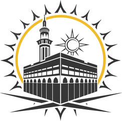 Vector art of symbolic representation of mecca with a sun and starburst